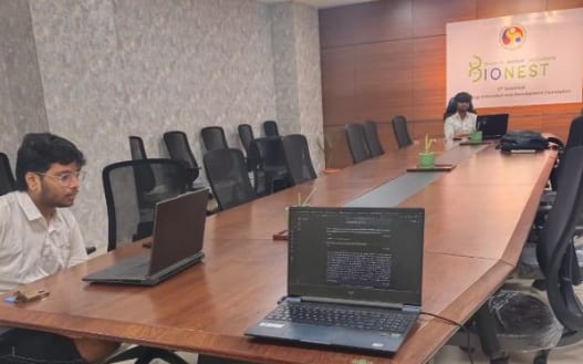 Working from the BioNEST boardroom at IIT Guwahati Research Park